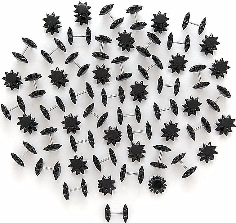 1 Par (2) 316L16g 0g Look Negro Estrella Spike Diseño Estilo Tramposo Tapones Oreja Falsos Foto 1 de 1