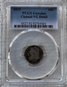 1835 10C PCGS Detail gereinigt - sehr guter Zustand, 190 Jahre alt, RIESIGER NACHLASSVERKAUF - Bild 1 von 3