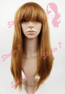W249 Fresa Oscura Rubia Flecos Rectos Damas Peluca Top Estudio7-Reino Unido - Imagen 1 de 6