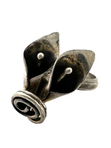Stuart Nye Ring Vintage verstellbar Sterling Silber 925 Double Calla Lily Swirl - Bild 1 von 10