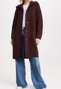 Vince Alpaca Wool Jacket  Coat Burgundy Black Cherry S;NWT - Picture 1 of 22