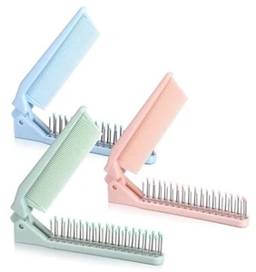 2 Pcs Double Headed Collapsible Hair Brush Mini Comb for All Hair Types - Picture 1 of 7