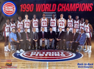 DETROIT PISTONS 1990 NBA CHAMPIONS Team Portrait Poster Vintage Original 18x25 - Image 1 of 4