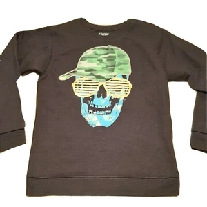 Boys Hanes Skull Sweatshirt Large Black Gold Camo Hat Glasses Fresh I.Q Cool - Picture 1 of 4