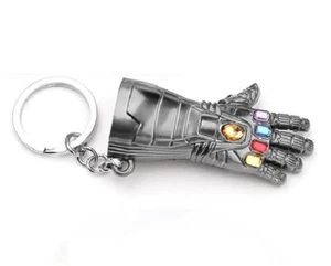 Silver Color Large Multi Color Gemstone Iron Man Avengers Glove Keychain AZ565 - Picture 1 of 3