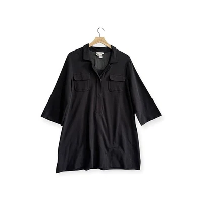 Joan Vass Vestido Camisa Manga 3/4, Negro, Talla 3/L Foto 1 de 4