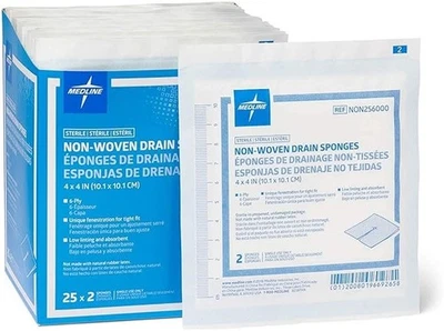 Esponjas de drenaje no tejidas Medline 4x4 - caja de 50 Foto 1 de 4