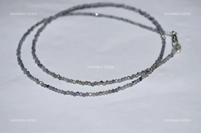 Collar Esposa Aniversario Día de Acción de Gracias Cuentas Piedra Iolita Redonda Plata 925 Foto 1 de 4