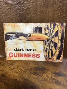 Guinness Beer Darts 16" Metal Tin Sign Retro Vintage Style Garage Man Cave New - Picture 1 of 6