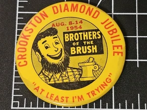 1954 Crookston Diamond Jubilee Brothers of the Brush Celluloid Pinback Button MN - Picture 1 of 3