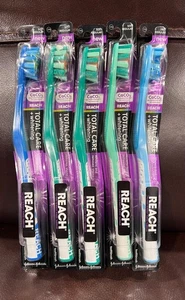 5PACK Reach Total Care + Whitening Toothbrushes Soft Full Bristles Multicolor - Picture 1 of 4
