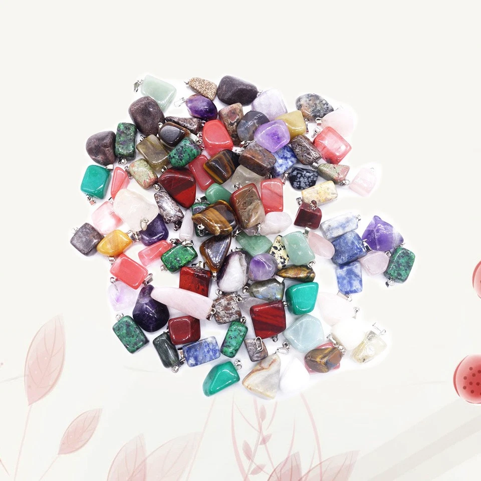  20 PCS Perline Di Pietra Naturale Multicolore Ciondoli Pendenti Pietre Miste - Immagine 1 di 4