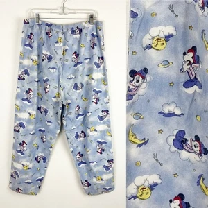 Vintage Disney Womens Flannel Pajama Bottoms Mickey Mouse Sleepy Clouds Blue 2X - Picture 1 of 7