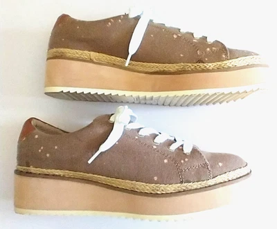 Dolce Vita Sneakers Tomas Rope Canvas Taupe Paint Splatter Platform Shoes - 8M - Image 1 of 4