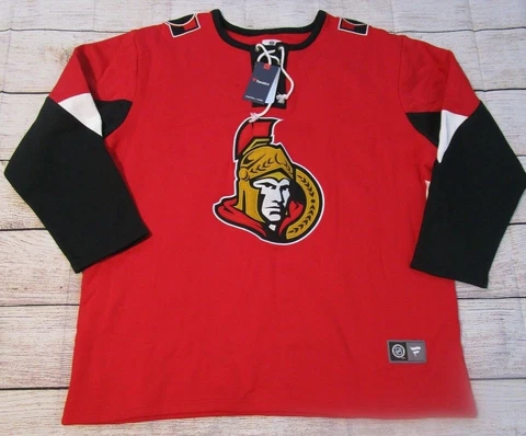 Ottawa Senators Fanatics Official NHL Red Black Jersey Lace Up Sweatshirt NWT 4X Cover