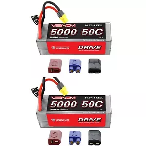 Venom 50C 4S 5000mAh 14.8V Custodia Rigida RC LiPo Batteria ROAR con Spina UNI x2 Confezioni - Foto 1 di 3