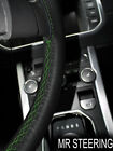 FOR CITROEN SAXO 1996-2003 TRUE LEATHER STEERING WHEEL COVER GREEN DOUBLE STITCH