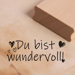Stempel Holzstempel DU bist wundervoll ! Motivstempel Schrift Abdruck 68x27mm ❤️ - Bild 1 von 2