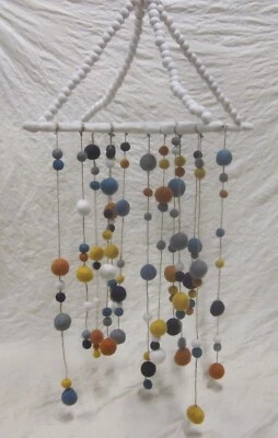 Pottery Barn Kids West Elm Felted Pom-Pom Crib Mobile Nursery Multicolor 30” - Image 1 of 4