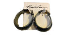 Kenneth Cole New York “ Modern Orchid’ Purple Pave Oval Resin Hoop Earrings. Y63