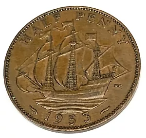 # C4098 GREAT BRITAIN COIN, HALF PENNY 1953 - Picture 1 of 2