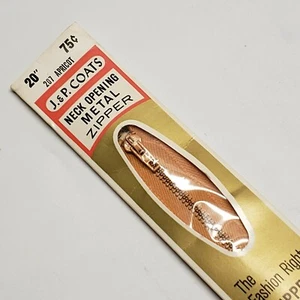 J & P Coats Vintage Zipper Apricot Light Tan 20" Metal Neck MADE IN USA - Picture 1 of 3