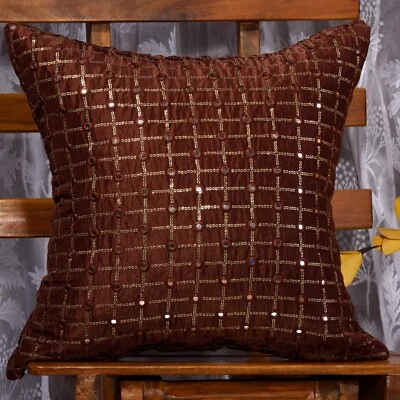 Brown pillow cover for couch decorative throw pillows handmade cushion covers 2p - Image 1 of 4