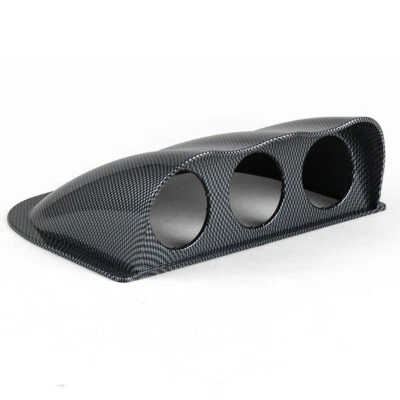 Car Dash 3 Hole Triple Gauge Meter Mount ABS Pod Holder Accessories Carbon Fiber - Image 1 of 4
