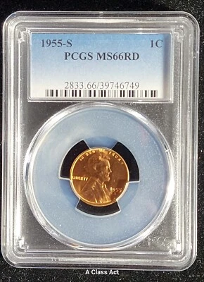 Centavo de trigo Lincoln 1955 S graduación profesional MS 66 RD Estados Unidos/americano T5063 Foto 1 de 4