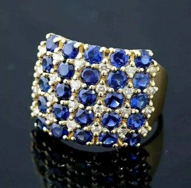 2.00 Ct Round Cut Lab Created Simulated Diamond Cluster Men's Ring Yellow plated - Image 1 of 4