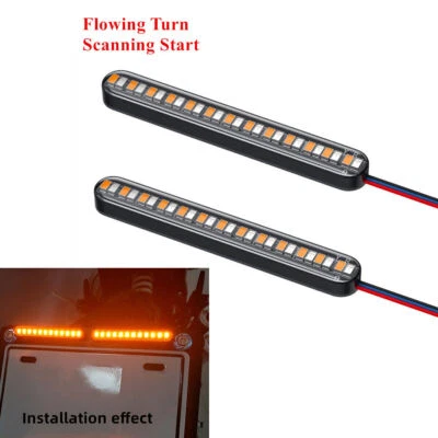 2Pcs 24 LED Motorcycle Turn Signal Light Bar Flowing Water License Plate Light - image 1 of 4