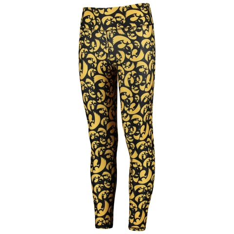 Girls Youth ZooZatz Black/Gold Iowa Hawkeyes Stacked Mascot Leggings Cover