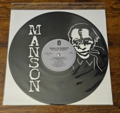 MARILYN MANSON VINYL LASER CUT RECORD ART ANTICHRIST SUPERSTAR MACHINE CUT LP - Image 1 of 4
