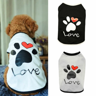 Pet Dog Cat Clothes Summer Cotton Vest T Shirt Paw Puppy Chihuahua Summer Shirt@ - Image 1 of 4
