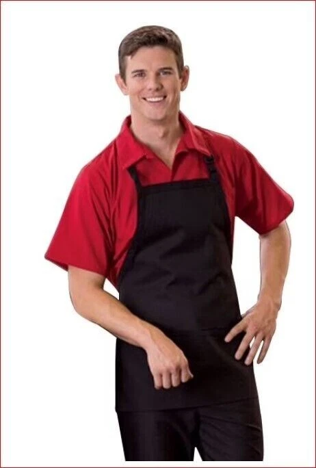 12  ea Uncommon Threads Unisex Adjustable W/ 3-Pocket Bib Aprons Black Dozen - Image 1 of 3