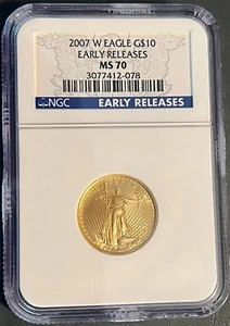 2007 W 1/4 oz Gold American Eagle MS-70 NGC (EARLY RELEASE BLUE LABEL) - Picture 1 of 2