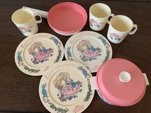Vintage 1980's Lady Lovely Locks Plastic Toy Kitchen Dishes Plates Cups AS IS - Picture 1 of 21