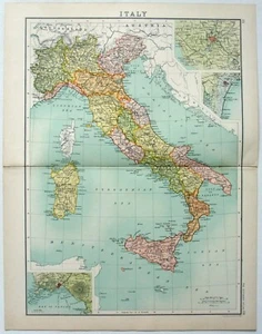 Italy - Original 1898 Map by John Bartholomew. Antique - Picture 1 of 4