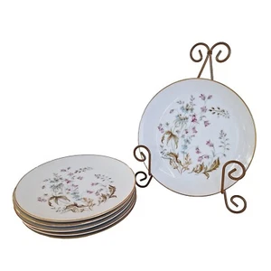 Vintage Symco Florette Salad Plate Japan 7.75 Inch Pink Blue Floral Gold Trim - Picture 1 of 8