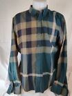 Burberry Brit For Men's Brown And Green Plaid Button Down Large