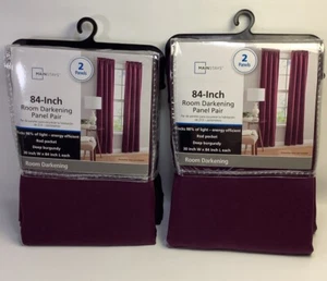 2 Mainstays 30” By 84” Room Darkening Panel Pair Deep Burgundy - 4 Panels Total - Picture 1 of 4