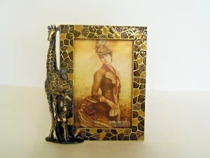"Cornice fotografica TIZO made in Italy elegante giraffa ingioiellata e design vitello 3,5""x3,5" - Foto 1 di 5