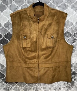 Lauren by Ralph Lauren Dry Goods Supply Co. Vegan Suede Full Zip Vest Size 2XL - Picture 1 of 6