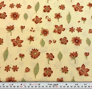 Naturescape by Artistic Expressions Floral Beige Cotton Fabric Remnant 11" x 42" - Picture 1 of 2