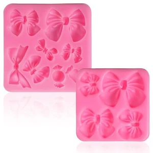 2 Pack Bow Molds for Chocolate Pink Bow Chocolate Mold Silicone Fondant Molds... - Picture 1 of 9