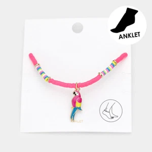 Anklet Heishi Beaded Ankle Bracelet Beads Beach GOLD Parrot Charm Adjustable - Picture 1 of 2
