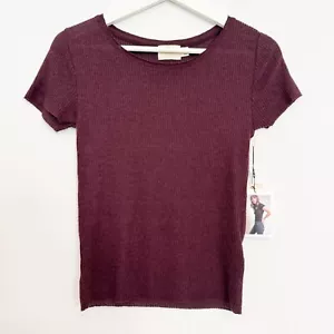 NWT Nation LTD Miriam Round Neck Short Sleeve Ribbed Knit Top New Shirt Small - Picture 1 of 6