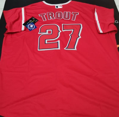Mike Trout #27 Angels Red Cool Base Sewn Stitched Jersey. - Image 1 of 4