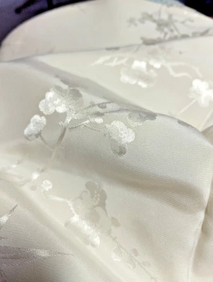 2m 70cm 100% Silk  quality off-white damask lightweight fabric - Image 1 of 2