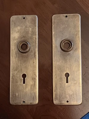 Vintage Craftsman style Doorknob Back Plates pair - Image 1 of 4